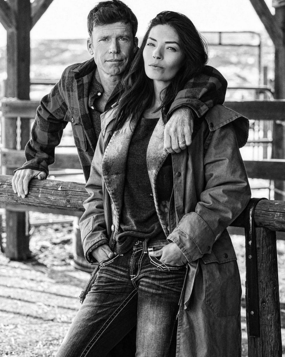Taylor Sheridan and his wife, Nicole Muirbrook, posing for a photo