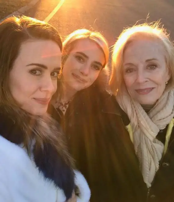 Sarah Paulson and her girlfriend, Holland Taylor with Emma Roberts